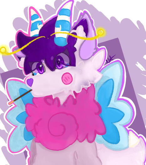 This is a drawing of my fursona, Kooki the Wolf Dragon! This piece showcases full color and complex shading and detail with a simple background